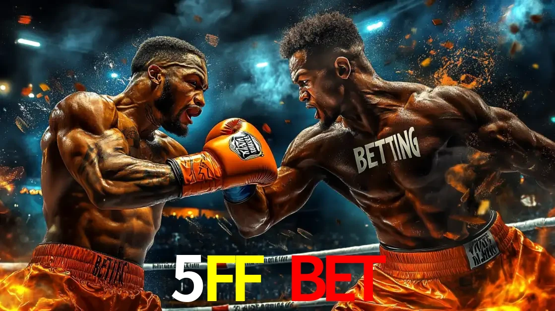 Dois boxeadores em uma luta intensa e explosiva, representando a adrenalina e as oportunidades de apostas em esportes de combate disponíveis na plataforma 5FF BET.