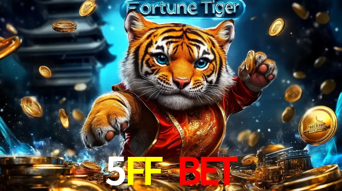 Imagem promocional do jogo de slot Fortune Tiger, com um tigre majestoso em traje tradicional cercado por uma fortuna em moedas de ouro, disponível agora no cassino 5FF BET.